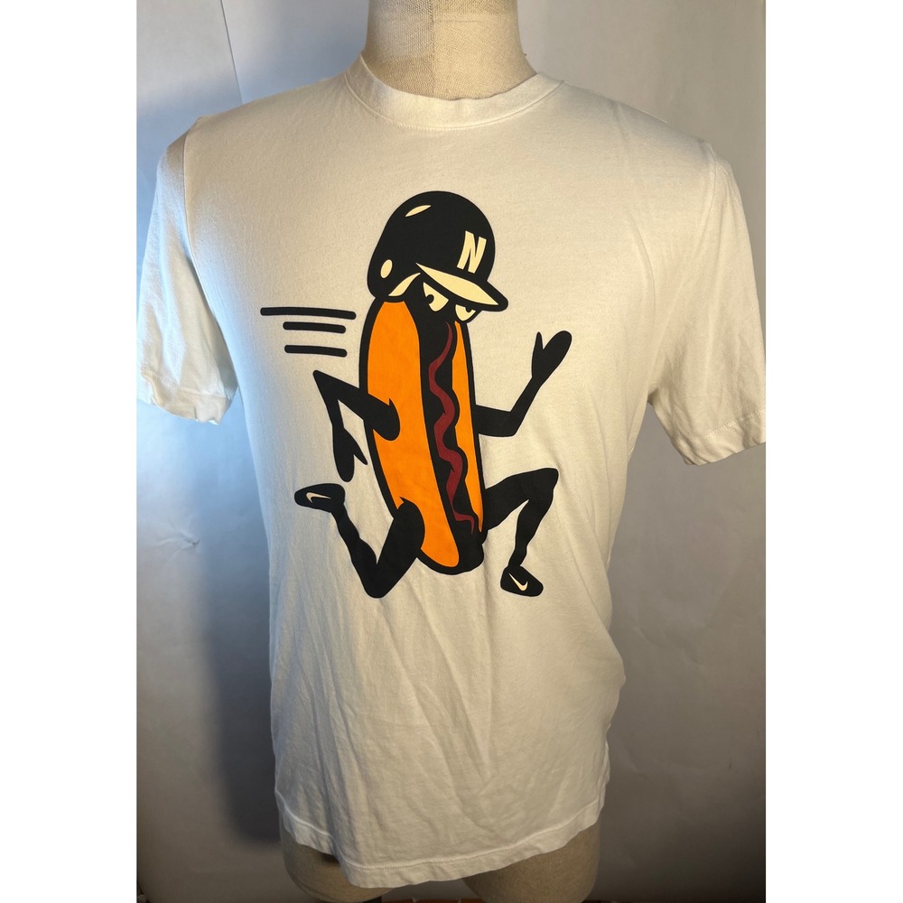 Nike Baseball Running Hot Dog Dri-Fit Tee T-Shirt‎ White Size Medium Men's - Picture 2 of 7